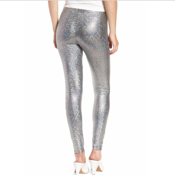 Metallic Foil Leggings Snakeskin Pattern,Sz S, M, - Picture 2 of 8